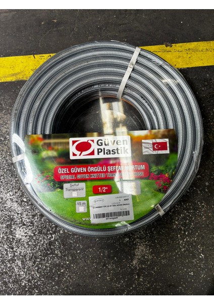 1/2" Market Tipi Özel Güven Örgülü Gri Hortum (20 Metre)