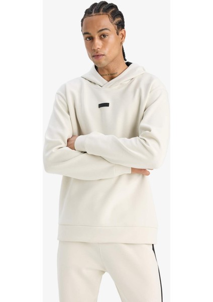 DeFacto Fit Standart Fit Kapüşonlu Skuba Dalgıç Kumaş Sporcu Sweatshirt D7364AX25SP