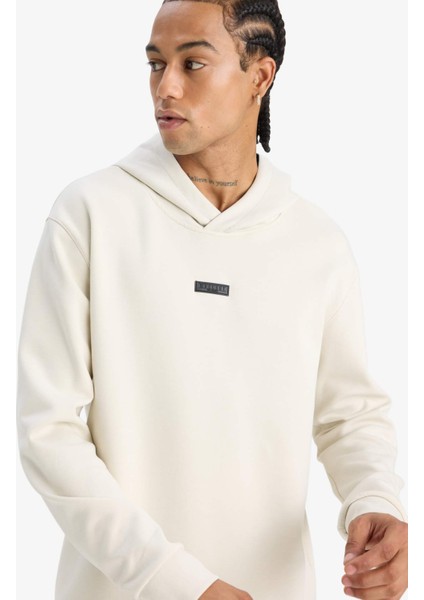 DeFacto Fit Standart Fit Kapüşonlu Skuba Dalgıç Kumaş Sporcu Sweatshirt D7364AX25SP