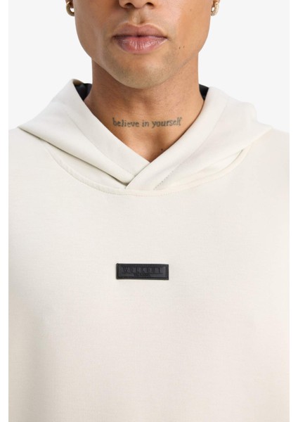 DeFacto Fit Standart Fit Kapüşonlu Skuba Dalgıç Kumaş Sporcu Sweatshirt D7364AX25SP
