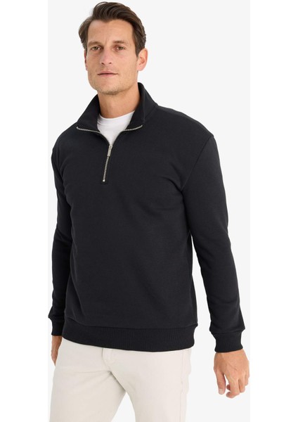 Comfort Regular Fit Rahat Kalıp Fermuarlı Dik Yaka Basic Düz Sweatshirt X7405AZ25SP modelleri