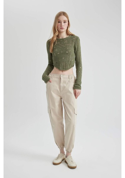 Coool Jogger Pantolon Gabardin Kumaş Normal Bel Basic Düz Kargo Cepli B0454AX24SP