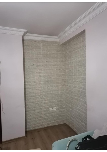 70X38CM 1 Adet Çizgili Gri Tuğla Arkası Yapışkanlı Esnek Silinebilir Duvar Kağıdı Paneli modelleri