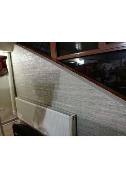 70X38CM 1 Adet Çizgili Gri Tuğla Arkası Yapışkanlı Esnek Silinebilir Duvar Kağıdı Paneli indirimleri
