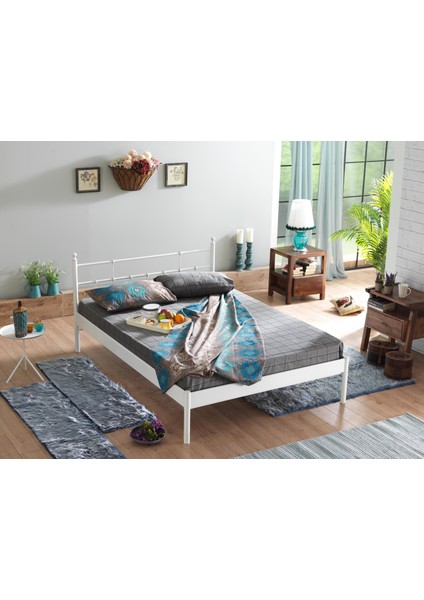 Lalas-S Tek Kişilik Ferforje Metal Karyola-Beyaz fiyatları