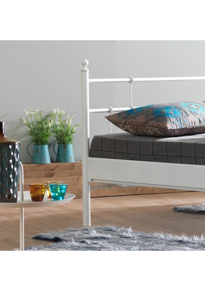 Lalas-S Tek Kişilik Ferforje Metal Karyola-Beyaz modelleri