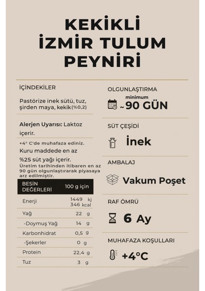 Kekikli Tulum Peyniri 250 gr (İnek Sütü) – Olgunlaştırılmış