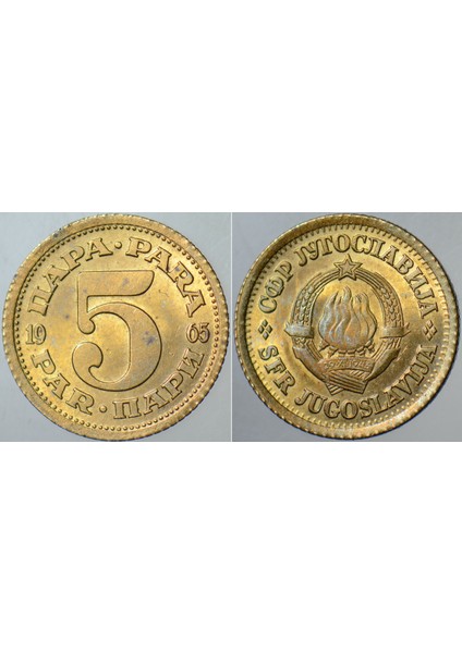 Yugoslavya 5 Para 1965. Tito Dönemi. Çil(-) Kondisyon.