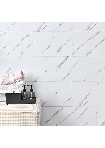 60 x 30 cm Shiny Net Gri Mermer Desenli Yapışkanlı Karavan Prefabrik Banyo Wc Duvar Kaplama Paneli