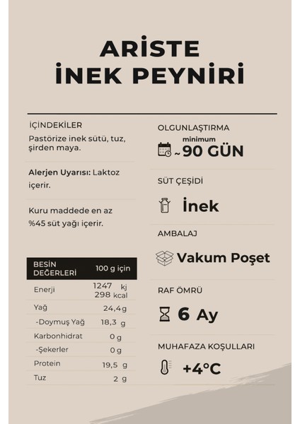 5'li Tam Yağlı İnek Beyaz Peyniri 2250 gr (450 gr x 5) – Olgunlaştırılmış