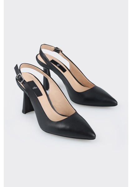 Siyah Deri Kadın Topuklu Ayakkabı fiyatları