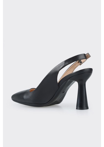Siyah Deri Kadın Topuklu Ayakkabı modelleri