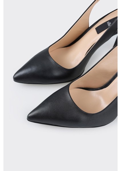 Siyah Deri Kadın Topuklu Ayakkabı fırsatları