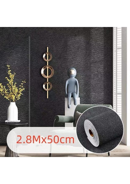 50X280CM Siyah Kendinden Yapışkanlı Isı ve Ses Yalıtımı Boyanabilir Duvar Paneli Kağıdı