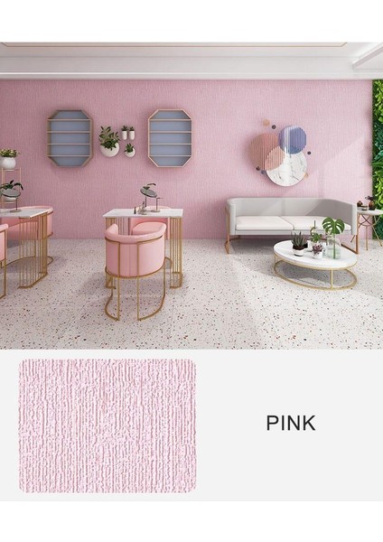 50X280CM Pembe Kendinden Yapışkanlı Isı ve Ses Yalıtımı Boyanabilir Duvar Paneli Kağıdı