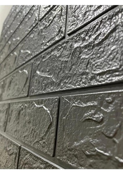 50X54 cm 0,27 M² Gri Silinebilir Kendinden Yapışkanlı Duvar Kağıdı Esnek Panel 3D Tuğla Desen