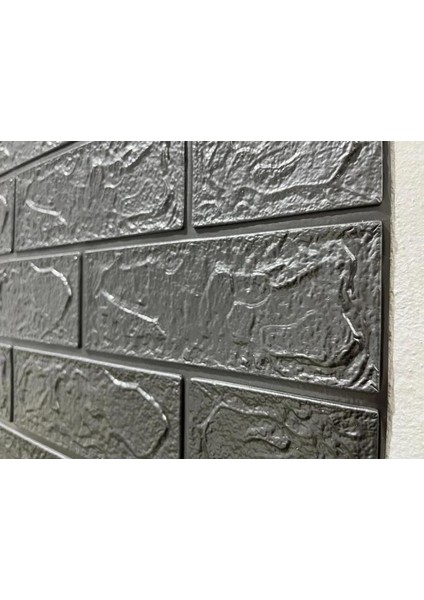 50X54 cm 0,27 M² Gri Silinebilir Kendinden Yapışkanlı Duvar Kağıdı Esnek Panel 3D Tuğla Desen