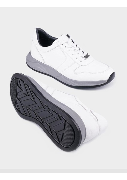Gri Tabanlı Hakiki Deri Beyaz Erkek Spor Ayakkabı modelleri