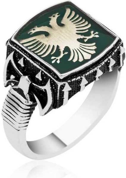 Gümüş Çift Başlı Kartal Yüzük - 31