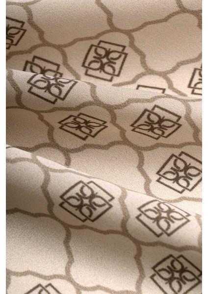 Bej Monogram Ipek Eşarp