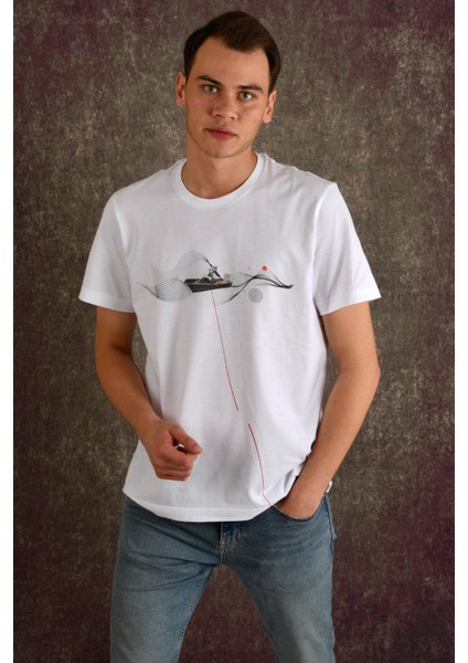 Fisherman Erkek Baskılı T-Shirt fırsatları