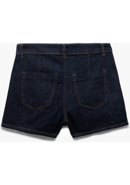 Pamuklu Normal Bel Asimetrik Kesim Düğmeli Denim Şort Etek indirimleri