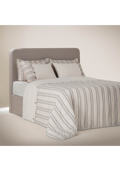 Delfin Çift Kişilik Nevresim Takımı %100 Organik Pamuk Keten Antrasit 200X220 cm