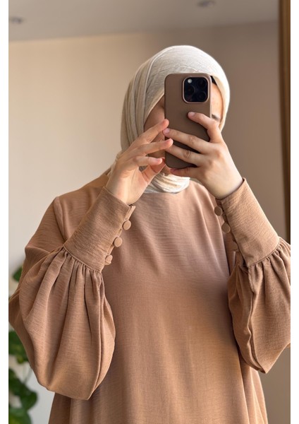 Manşet Detaylı Pantolonlu Takım - Sütlü kahve modelleri