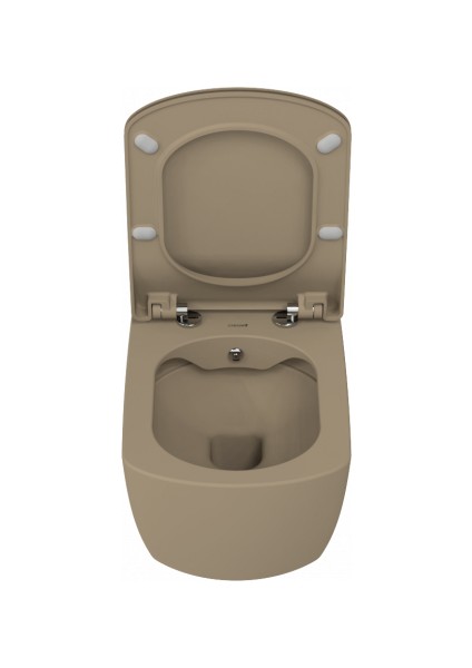 Elegant Rim-Off Duroplast Yavaş Kapanan Klozet Kapaklı Mat Cappucino Set fırsatları