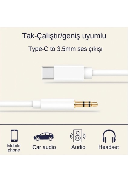 Type-C To 3.5mm Aux Dönüştürücü Ses Kablosu - Yüksek Kalite