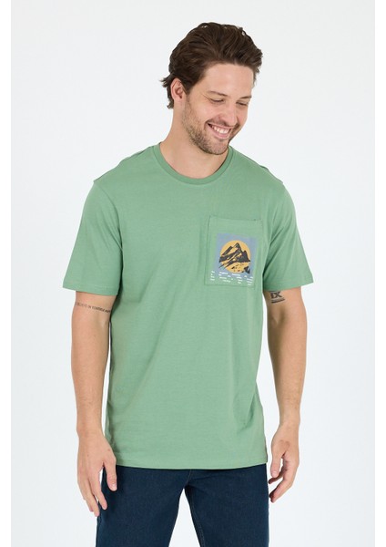 Erkek %100 Pamuk Cep Detaylı Baskılı Tişört – Bisiklet Yaka, Yazlık Model Erkek T-Shirt 0105 fiyatları
