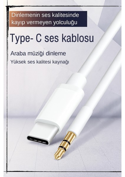 Type-C To 3.5mm Aux Dönüştürücü Ses Kablosu - Yüksek Kalite