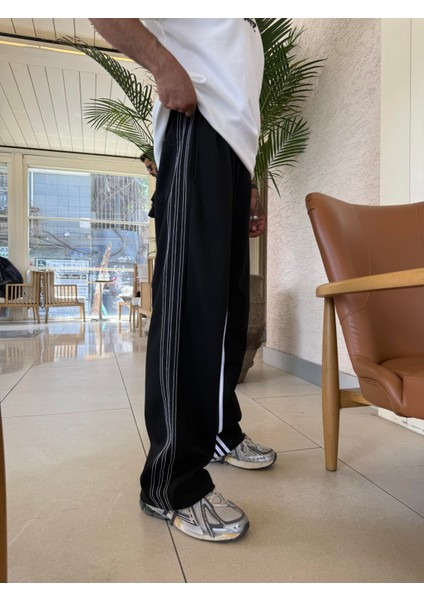 Cift Ters Şeritli Premium Baggy Eşofman - Siyah fiyatları