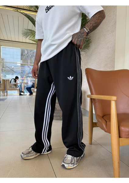 Cift Ters Şeritli Premium Baggy Eşofman - Siyah