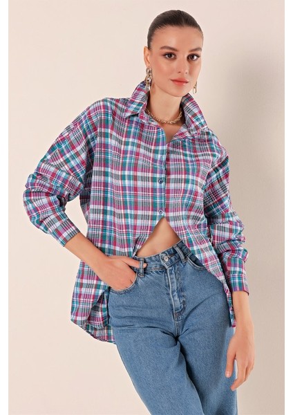 3900 Oversize Uzun Basic Gömlek - A. Kiremit