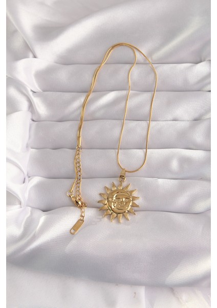 316L Çelik Gold Renk Güneş Figür Vintage Kolye - TJ-BKO9060 fiyatları