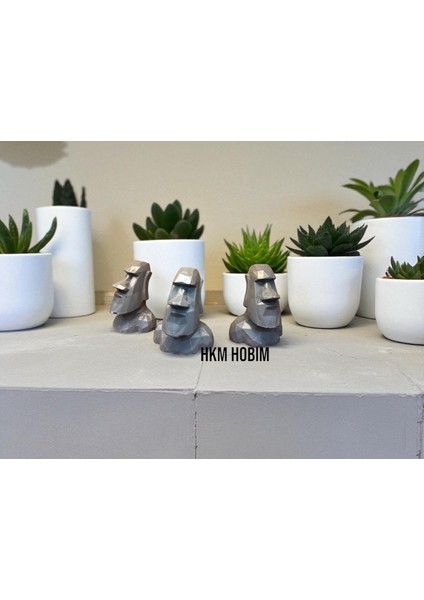 Moai Heykel Biblo 3’lü Set – Dekoratif Mini Masaüstü Figür (9x7,5 Cm) fiyatları