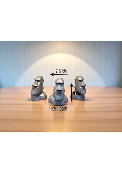 Moai Heykel Biblo 3’lü Set – Dekoratif Mini Masaüstü Figür (9x7,5 Cm) modelleri