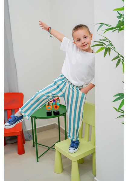 Çocuk Çizgili Yumuşak Alt-Striped Pantolon