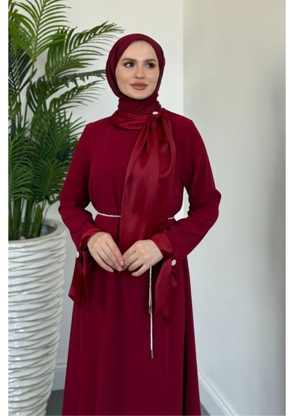 Lavinya Boynu Fiyonk Abiye Bordo modelleri