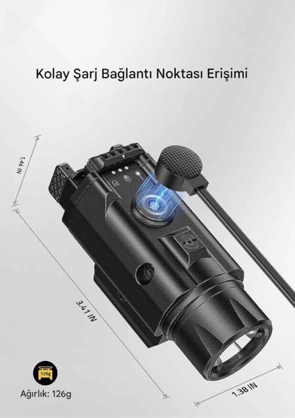 Yeşil Lazerli & Şarj Edilebilir 1350 Lümen Taktik Fener