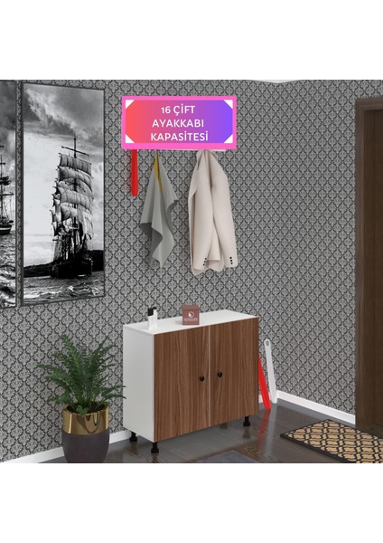 Kenzlife Ayakkabılık Galoş4 Cvzbyz 68*080*32 Kapaklı 4 Raflı 16 Çift Ayakkabı Kapasitesi