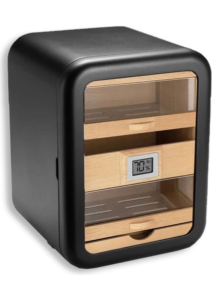 Camlı 5 Çekmeceli Puro Kutusu Humidor Siyah 80's