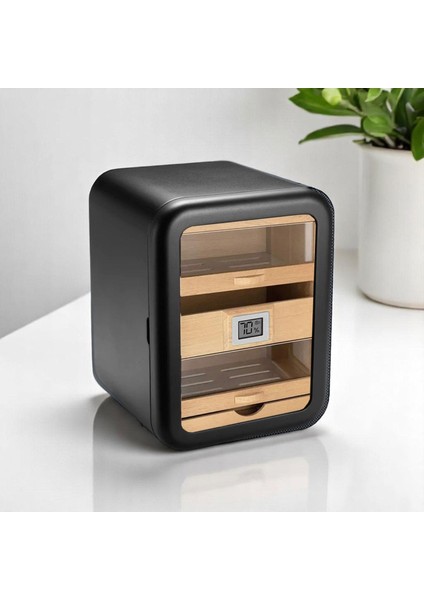 Camlı 5 Çekmeceli Puro Kutusu Humidor Siyah 80's fiyatları