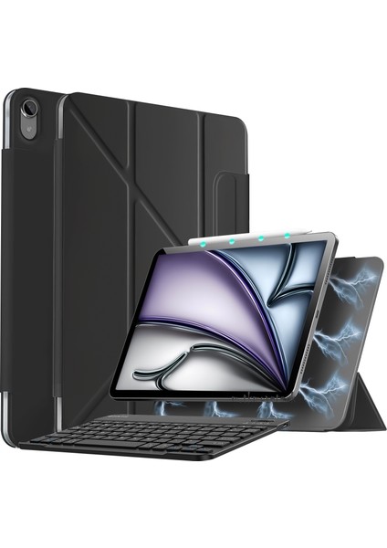 Ipad Air 4. 5. 6. Nesil 10.9 Inç 2020 2022 2024 2025 Magic Klavyeli Slim Kılıf Mıknatıslı Kilit Tutuculu Akıllı Kapak