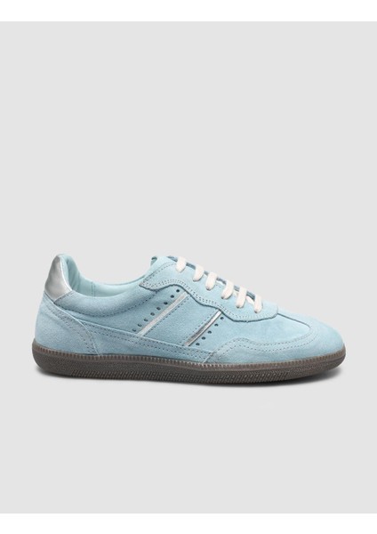 Mavi Süet Bağcıklı Kadın Sneaker
