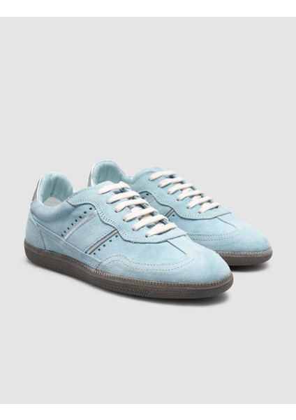 Mavi Süet Bağcıklı Kadın Sneaker