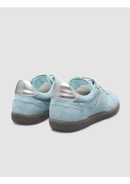 Mavi Süet Bağcıklı Kadın Sneaker
