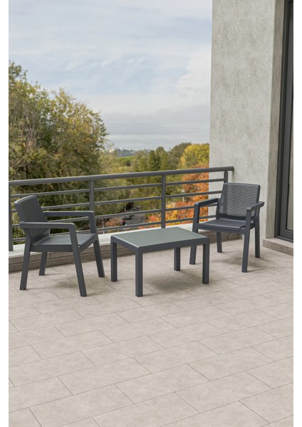 Prestij 1+1 Sehpa Mindersiz 2 Kişilik Bistro Set Bahçe Balkon Teras Takımı