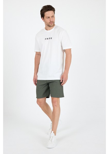 Erkek %100 Pamuk Bisiklet Yaka Kısa Kollu Baskılı T-Shirt Rahat ve Şık Günlük Tişört 0106